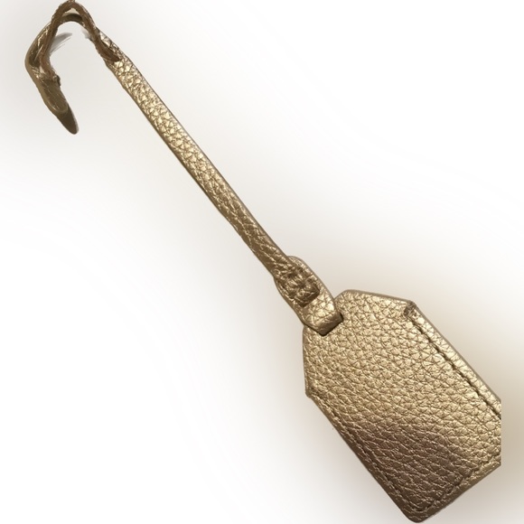 RALPH LAUREN Leather Gold Tone Metal KEY FOB BAG CHARM KEYCHAIN HANG TAG - Picture 3 of 5